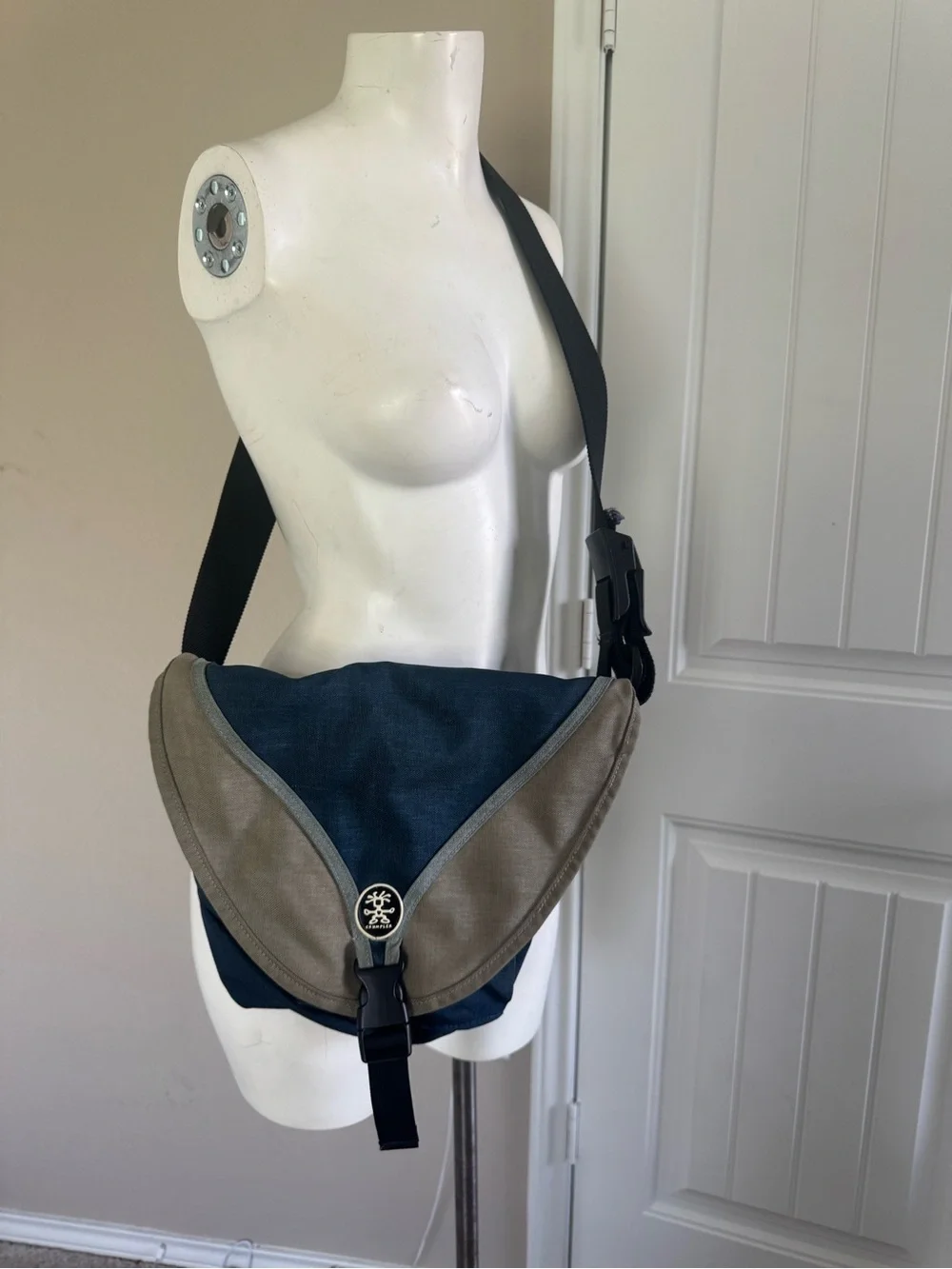 Crumpled Blunderbus Navy and Gray Men's Messenger Crossbody Bag